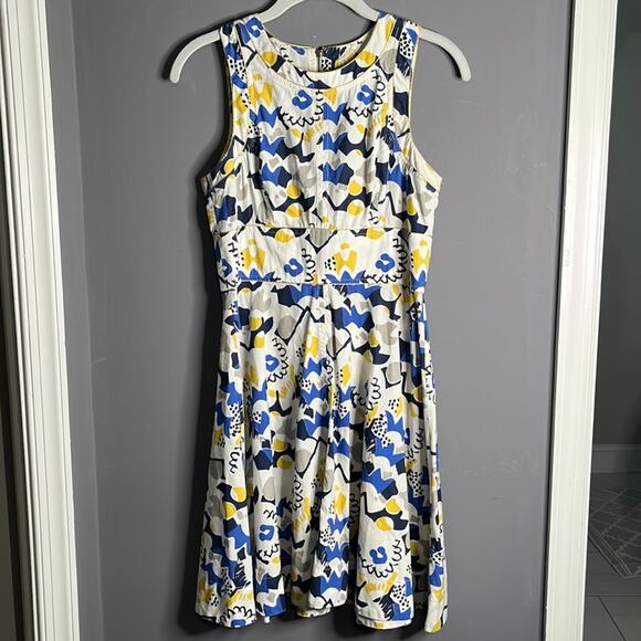 French Connection Blue and Yellow Sleeveless A Line Dress Size 4 - Picture 9 of 9